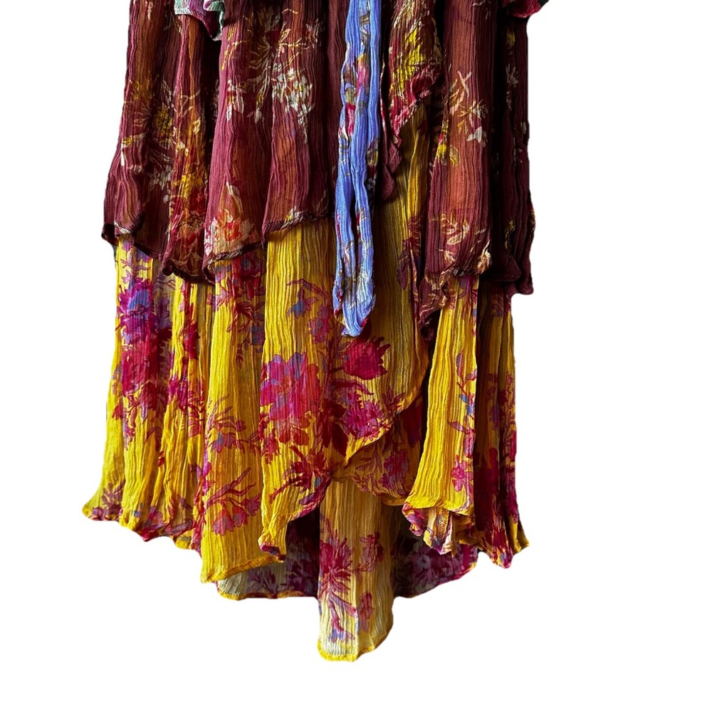 Sundance Elvie Garden Boho Floral Multicolor Cottagecore Layered Maxi Dress PXS - Picture 5 of 10